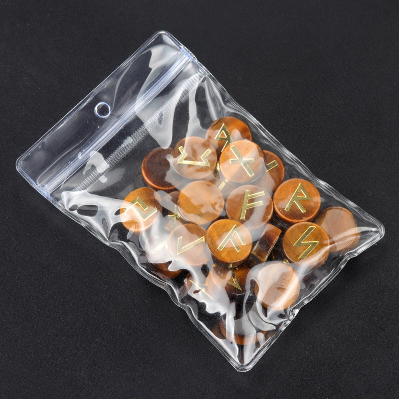 1662-25 Pieces A Pack Of Runes Natural Crystal Agate Luen Letter Wafer Suit Nordic Germanic