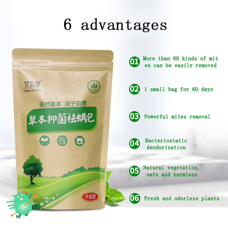 Natural Mite Killer Anti-Mite Plant Extract Non-Toxic Herbal Antibacterial Except Bag Home Bed Bugs Cleaner Mite Remover