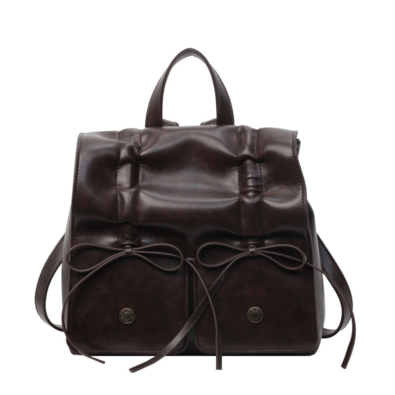 Spring Popular Fashion Bowknot Soft Leather Cute Large Capacity Versatile Commuter Hand-carrying Bag