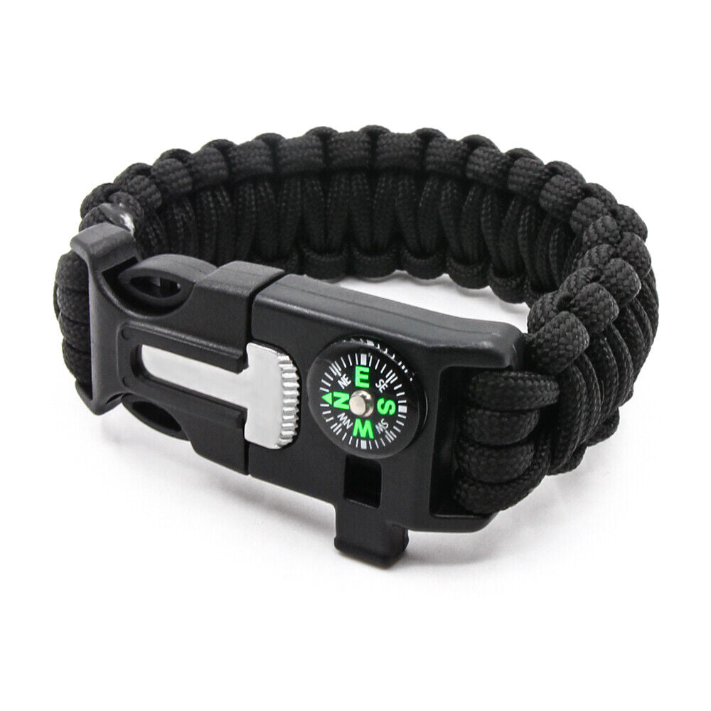 Emergency Paracord Bracelets, Survival Bracelet With Embedded Compass Whistle Survival Fire Starter Scraper Accessories, Suit For Hiking, Camping, Fishing And Hunting