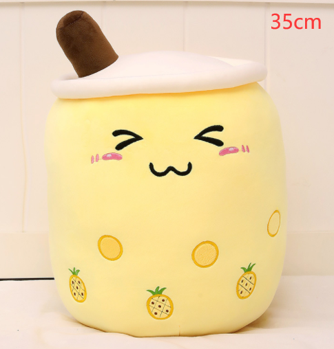 Bonita bebida de frutas de peluche, suave fresa, té de la leche, juguete de taza de té Boba, almohada de té de burbujas, cojín, regalo para niños