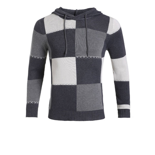New Men's Knitwear Sweater Plaid Stitching Casual Trend Sports Men's Clothing