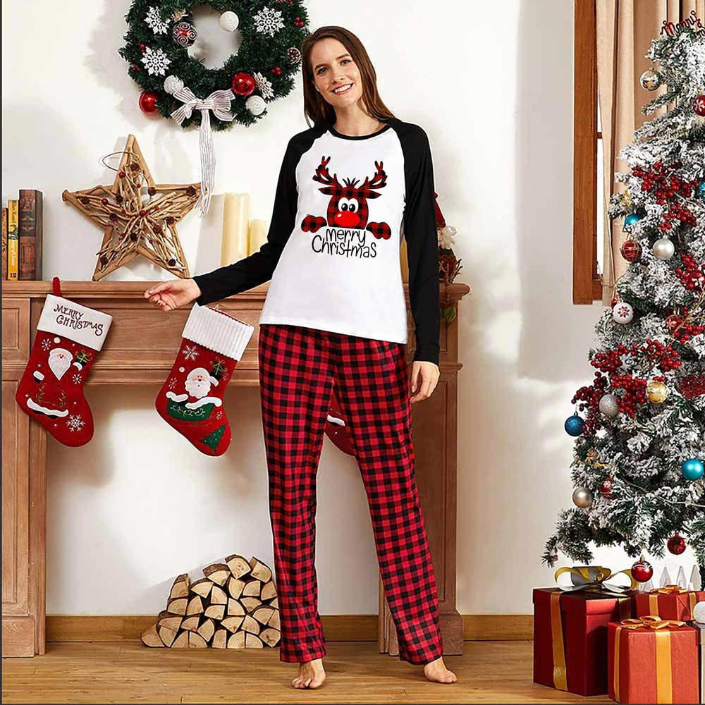 Pijamas de Navidad familiares conjuntos a juego ropa de dormir de Navidad traje de pijama para padres e hijos para fiesta de Navidad