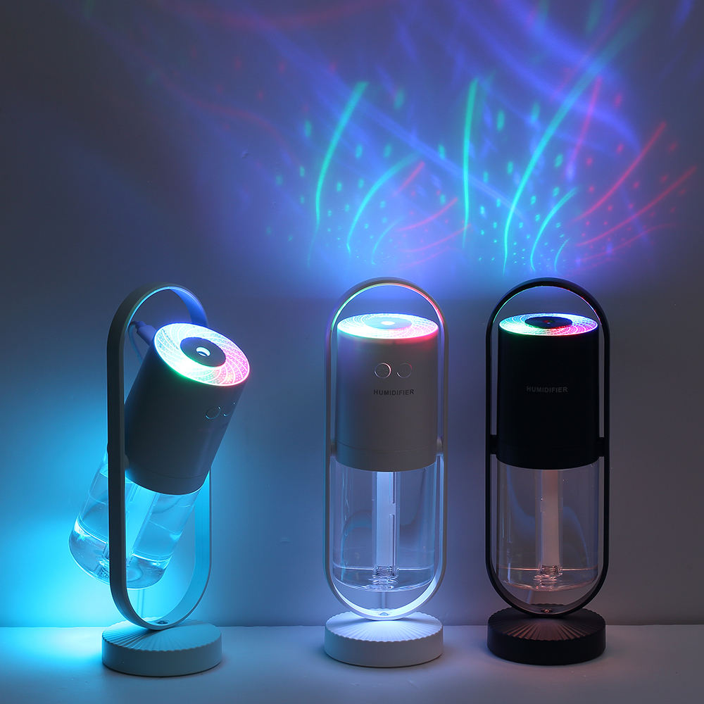 Humidificador de luz colorido portátil de 200 ml, humidificador de coche recargable por USB