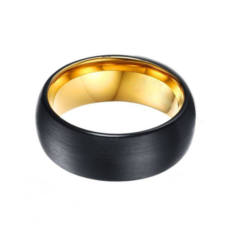 Tungsten Steel Sand Surface Black Gold Two-color Ring Tungsten Gold Ornament