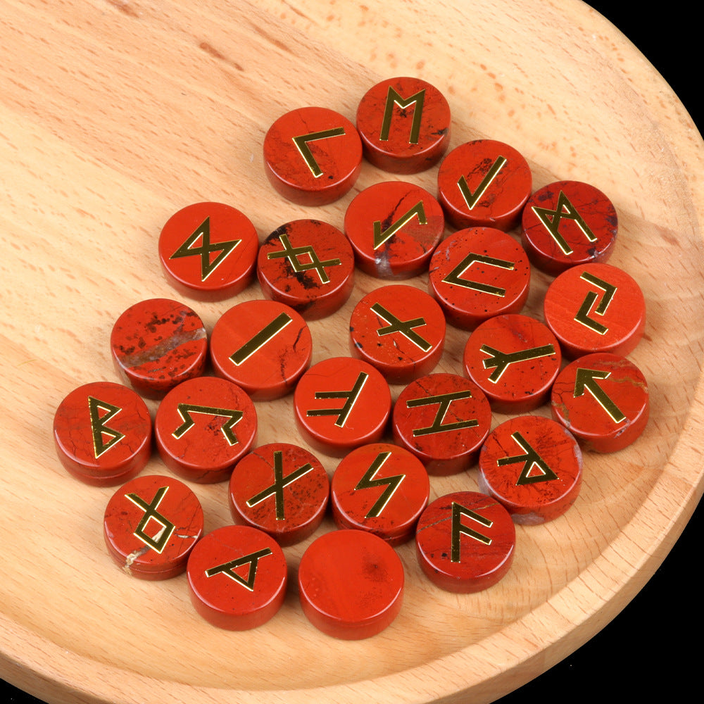 1662-25 Pieces A Pack Of Runes Natural Crystal Agate Luen Letter Wafer Suit Nordic Germanic