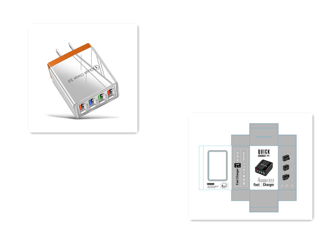 USB 充电器快速充电 3.0 4 手机适配器适用于平板电脑便携式壁式移动充电器快速充电器