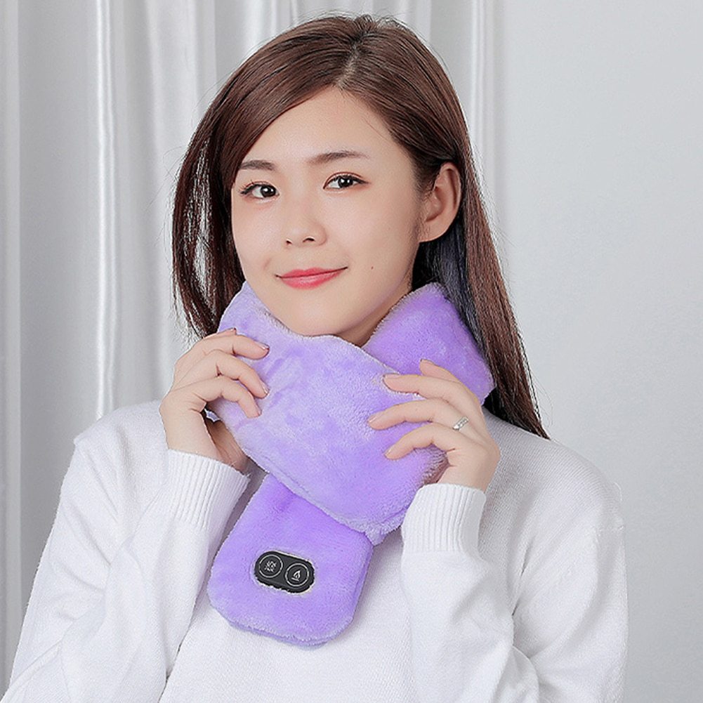 Women Men Soft Temperature Control Pain Relief Cervical Massage Shoulder Neck Wrap USB Heated Scarf Shawl Washable Winter Warm