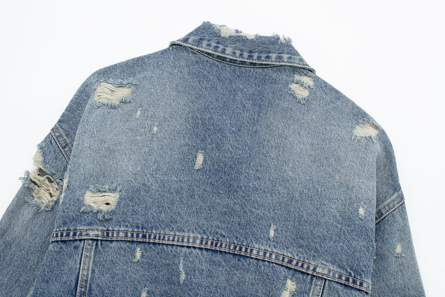 Denim Perforated Hole Decoration Short Jacket