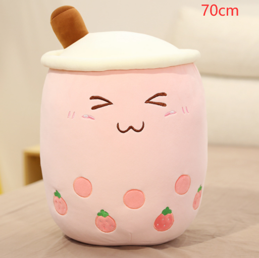 Bonita bebida de frutas de peluche, suave fresa, té de la leche, juguete de taza de té Boba, almohada de té de burbujas, cojín, regalo para niños