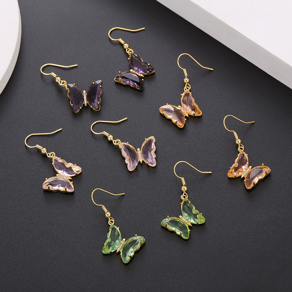 Women's Fashion Glass Butterfly Ear Hook