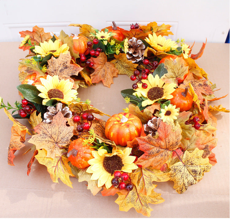 Halloween Thanksgiving Autumn Frost Leaf Pumpkin Simulation Garland Props Home Decor