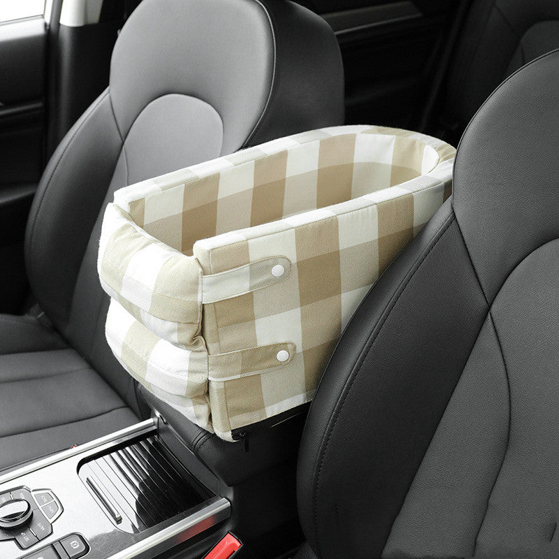 Asiento de coche para perros portátil con Control Central, transportadores antideslizantes para perros, caja de reposabrazos para coche, cama elevadora para mascotas pequeñas de viaje