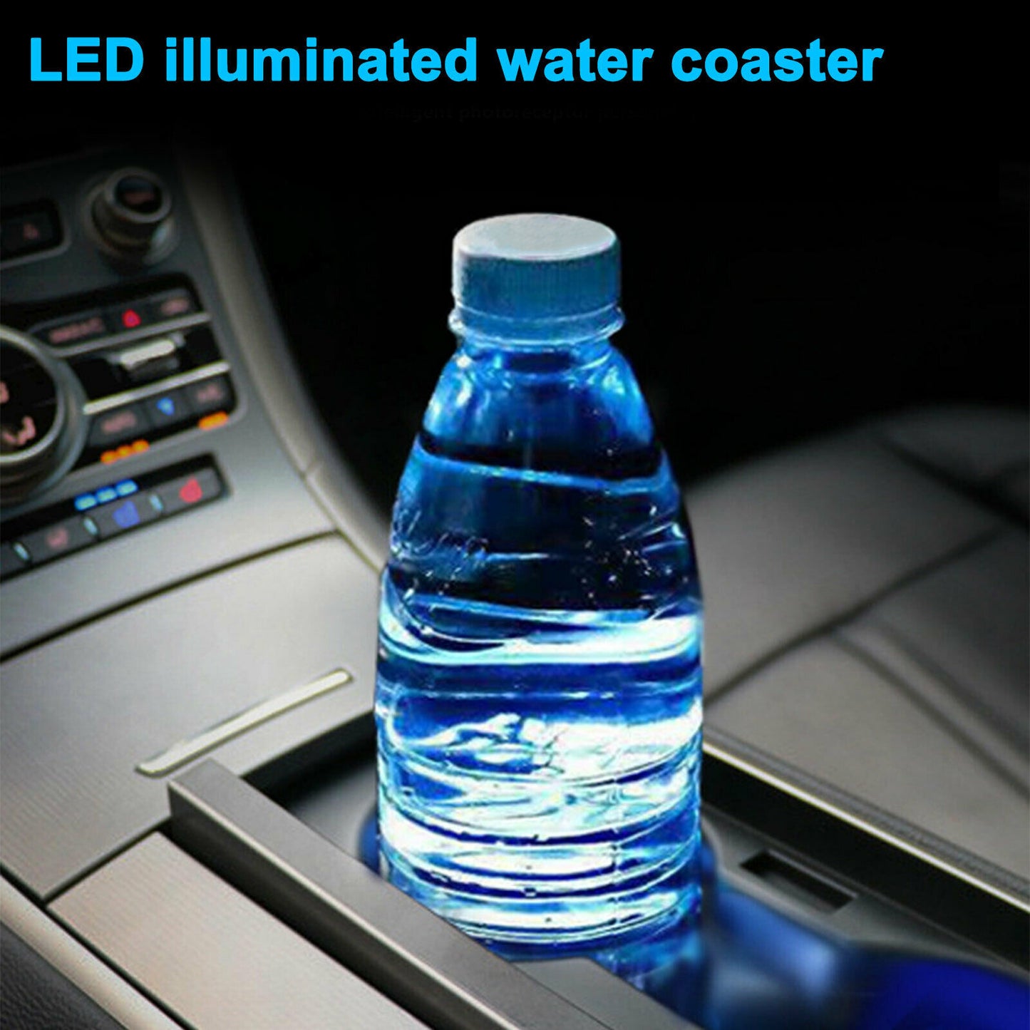 Alfombrilla inferior de agua con portavasos LED para coche con carga USB