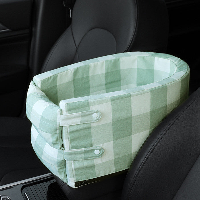 Asiento de coche para perros portátil con Control Central, transportadores antideslizantes para perros, caja de reposabrazos para coche, cama elevadora para mascotas pequeñas de viaje