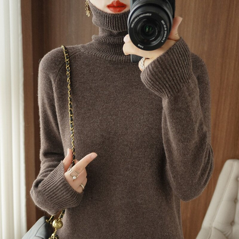 Women's Long-sleeved Bottoming Shirt Slim Slimming High Collar Sweater