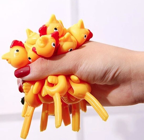 Catapult Launch Rubber Catapulted Chicken Toys Light Finger Prank Stretchy Flying Ejection Toy Slingshot Turkey Sticky