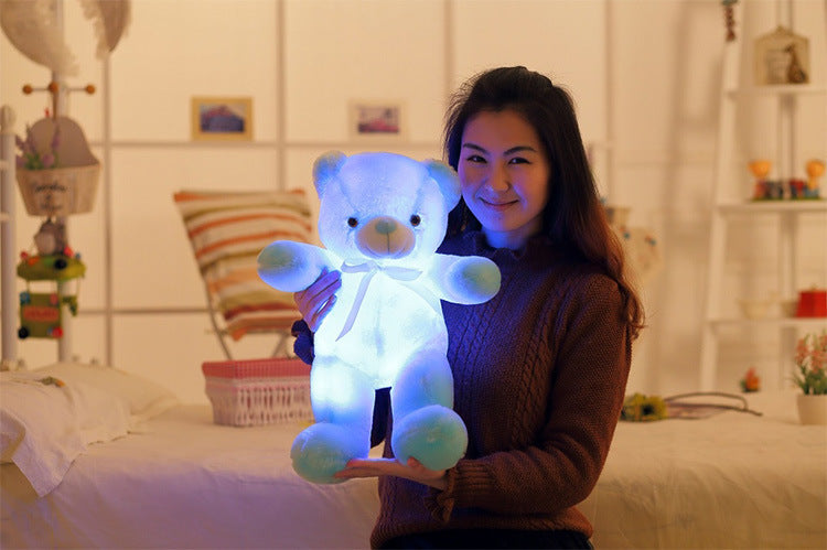 Oso de peluche con luz LED creativa, animales de peluche, juguete de peluche colorido brillante, regalo de Navidad para niños, almohada