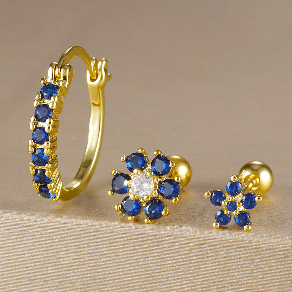 Gold Plated Diamond Earrings Micro Inlaid Zircon