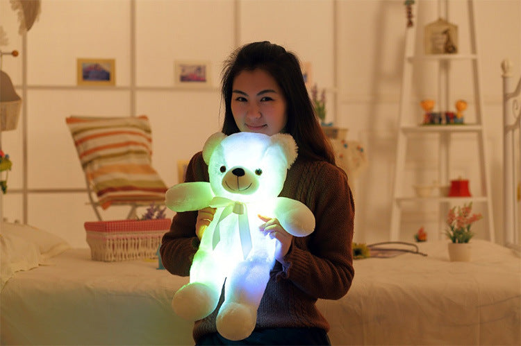 Oso de peluche con luz LED creativa, animales de peluche, juguete de peluche colorido brillante, regalo de Navidad para niños, almohada