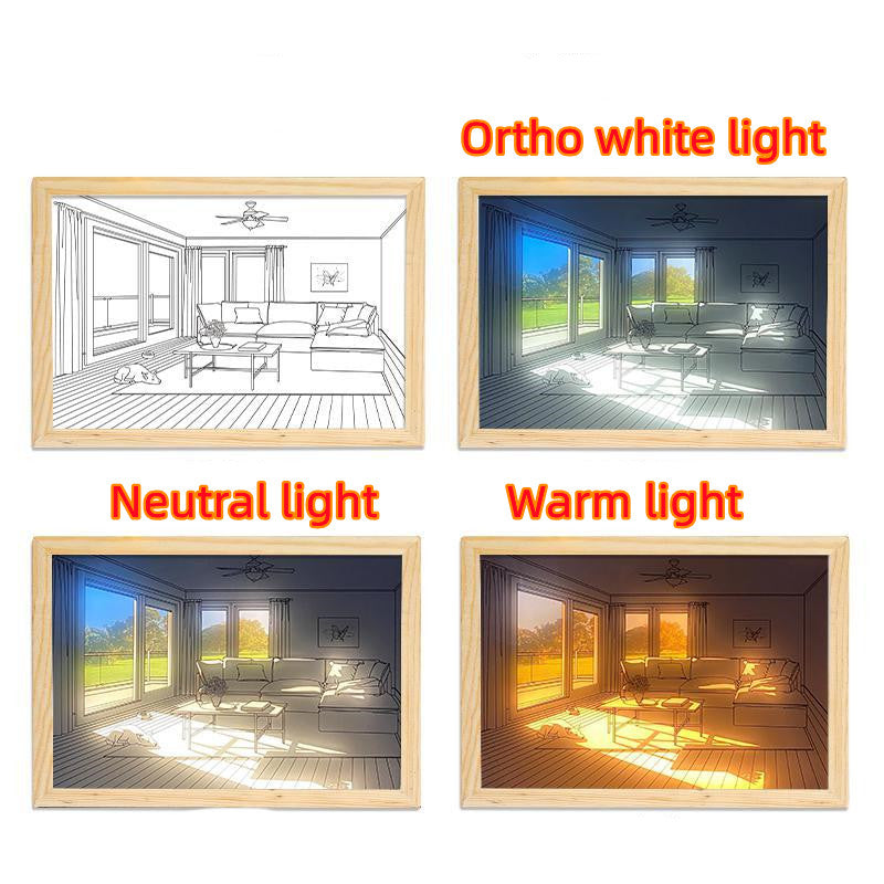 Imagen iluminada LED luz decorativa pintura cabecera imagen estilo creativo moderno simular sol dibujo noche luz regalo