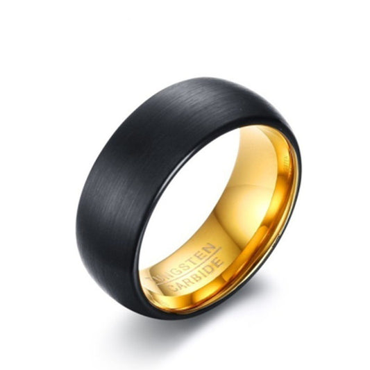 Tungsten Steel Sand Surface Black Gold Two-color Ring Tungsten Gold Ornament