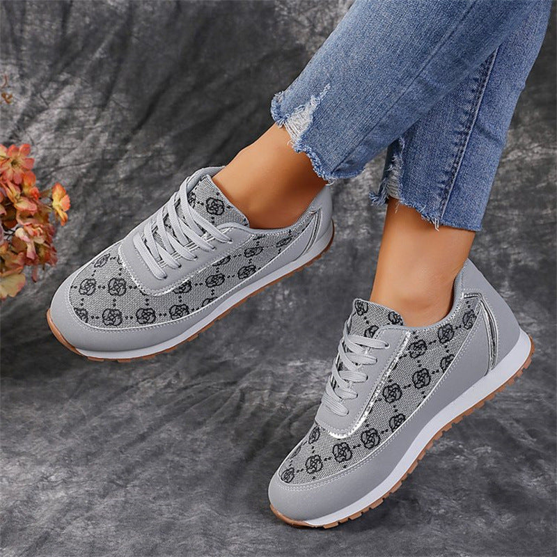 Zapatillas con cordones con estampado de flores, moda informal, ligeras, transpirables, para caminar, correr, zapatos deportivos, pisos para mujer