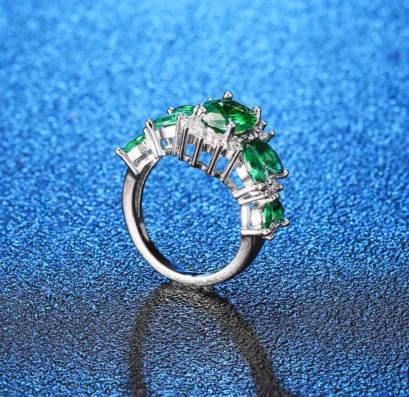 Women's Emerald Zircon Ring Bracelet