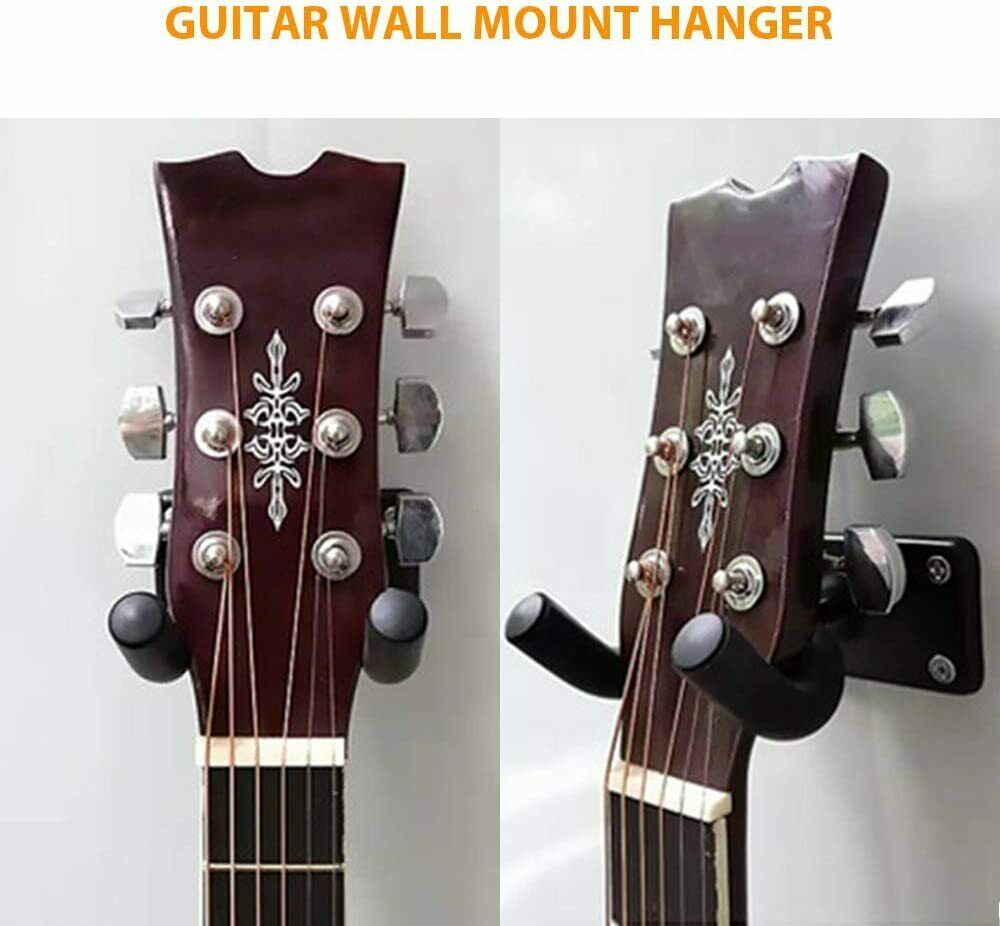 2 PCS Guitar Hangers Wall Mount Arm Instrument Display Holder Padded Hook Rack