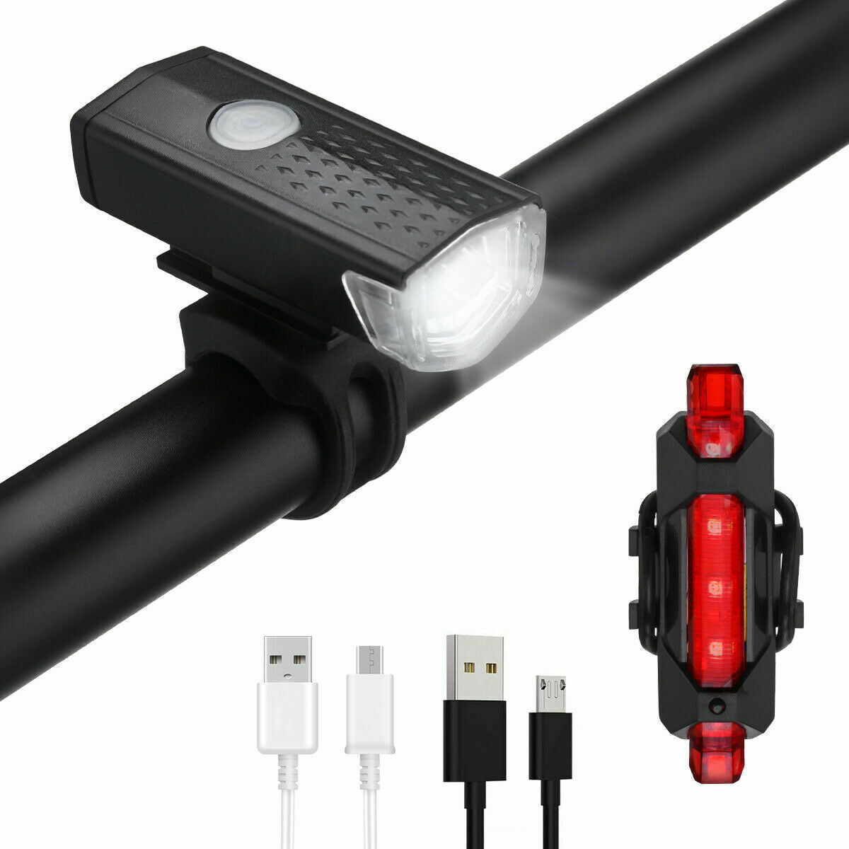 Faro de bicicleta LED recargable por USB, luz frontal de bicicleta, lámpara delantera trasera para ciclismo, luz de bicicleta a prueba de lluvia, luz LED de bicicleta recargable por USB