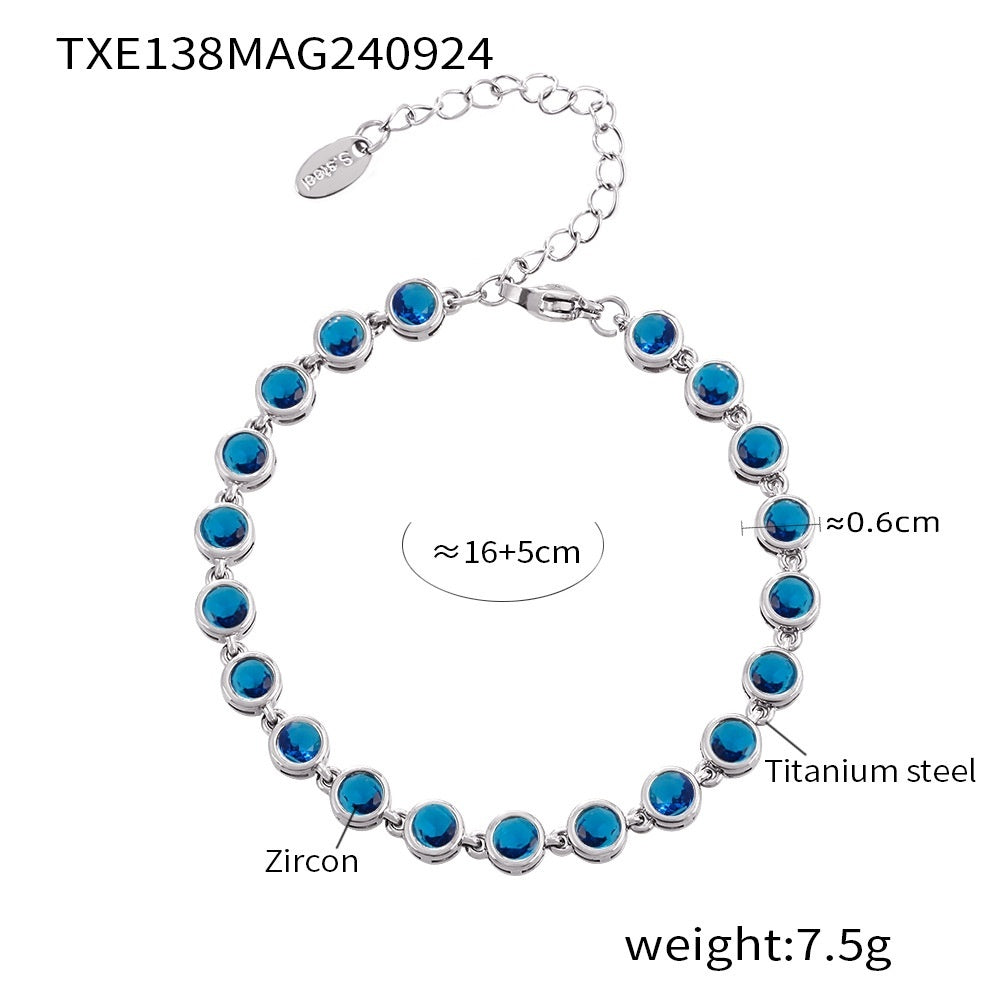 Titanium Steel Zircon Mixed Color Bracelet Vacuum Electroplating Non-fading Necklace