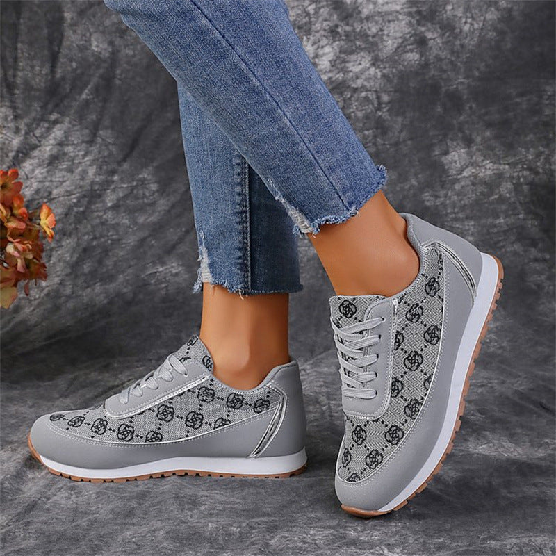 Zapatillas con cordones con estampado de flores, moda informal, ligeras, transpirables, para caminar, correr, zapatos deportivos, pisos para mujer