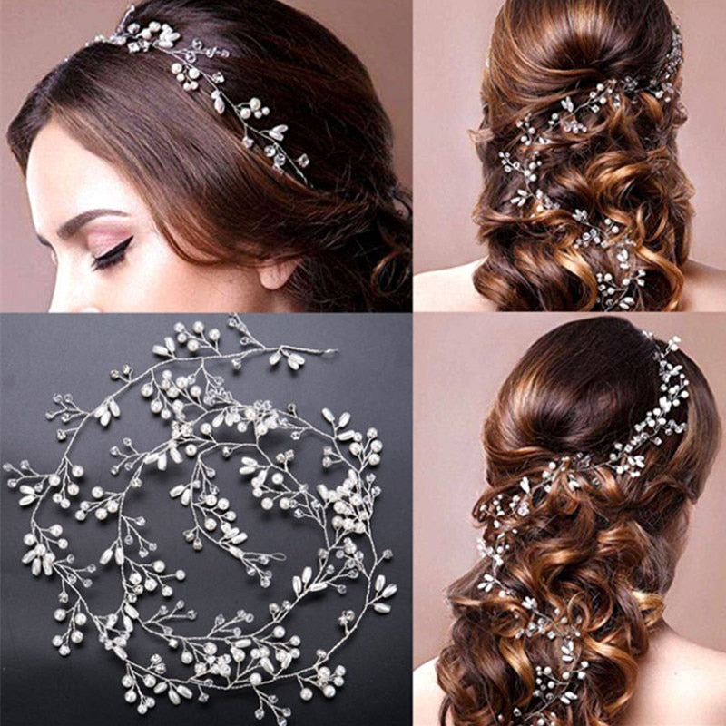 Accesorios para el cabello de boda Accesorios para el cabello con perlas de cristal