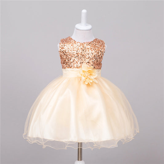 Vestido de lentejuelas para bebé Vestido de princesa de boda para niña de flores