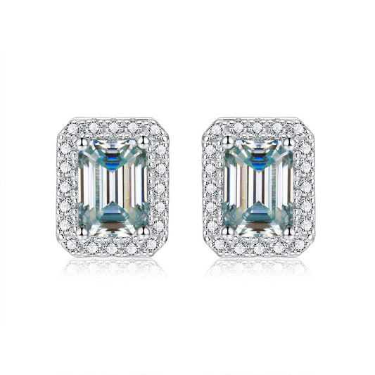 Women's Moissanite Emerald Cut Earrings