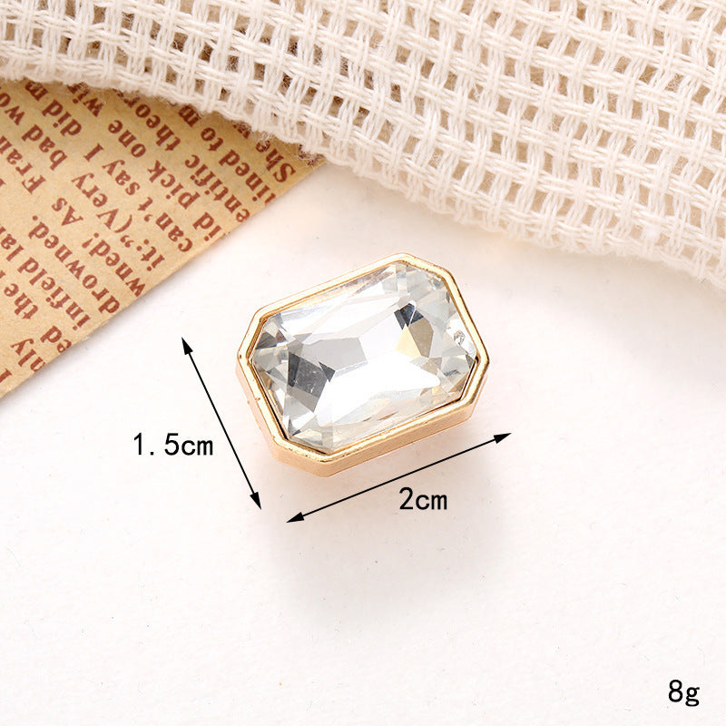 Jeans Button Hole Shoes Diy Accessories Bright Crystal Classic Style Ornament Accessories Upper Pearl Flower