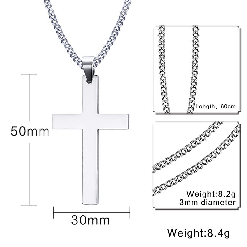 Stainless Steel Cross Pendant Gold Sweater Necklace Black Foreign Trade Accessories Jewellery Accessories Wholesale PN-572