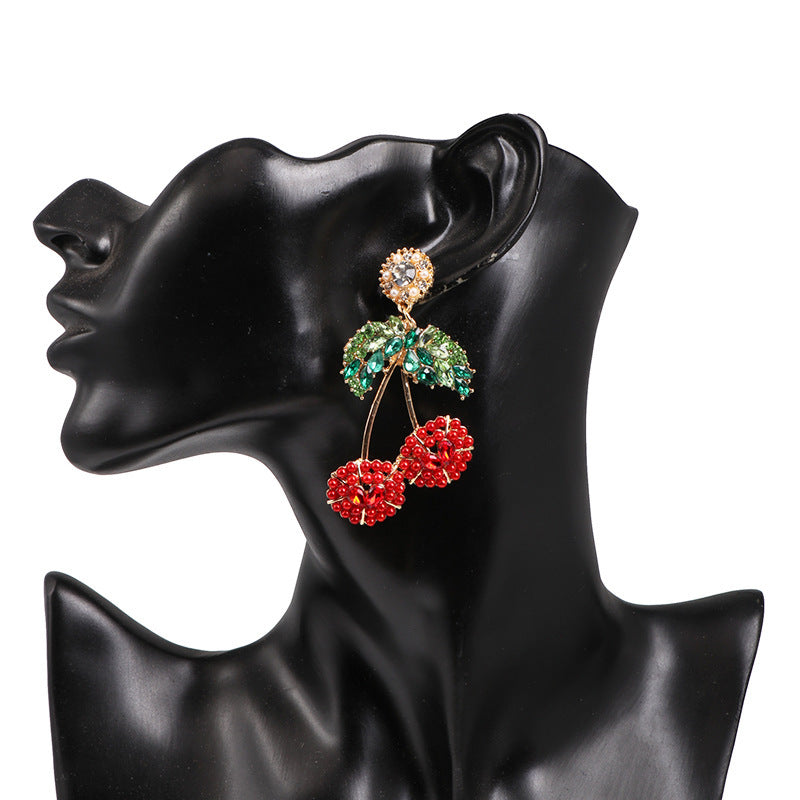 Fruit earrings full diamond ear jewelry