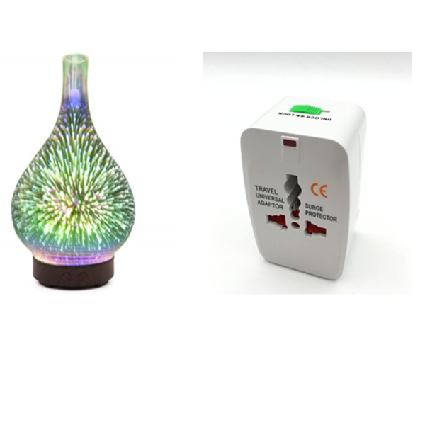 Difusor de aroma de vidrio 3D, lámpara colorida, humidificador, luz nocturna