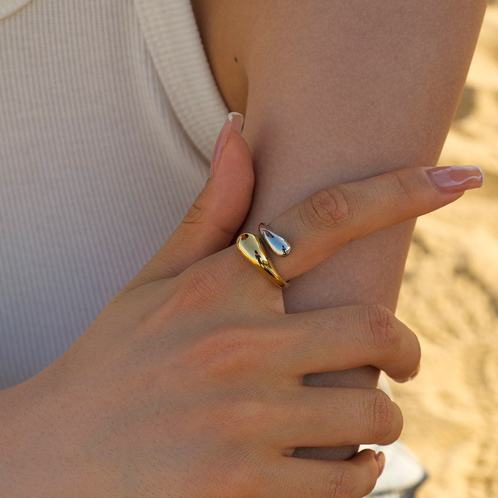 Anillo cruzado ajustable creativo de mujer de acero inoxidable de moda