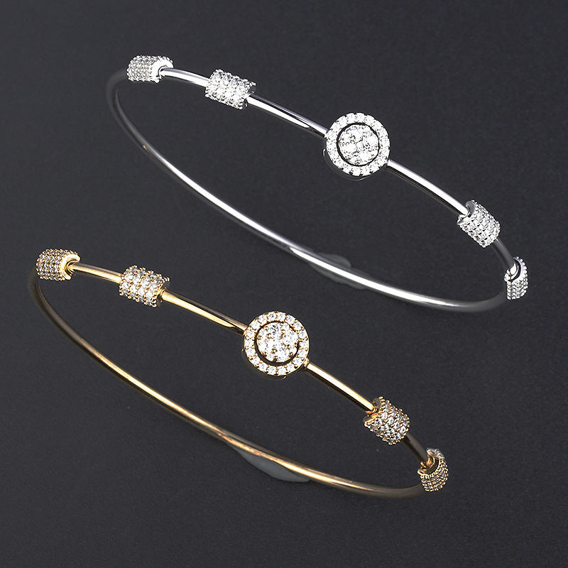 Women's Fashion Silver Zircon Stretch Bracelet