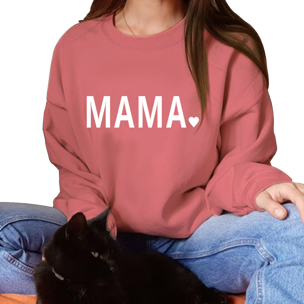 Thanksgiving MAMA Print Casual Crewneck Sweatshirt