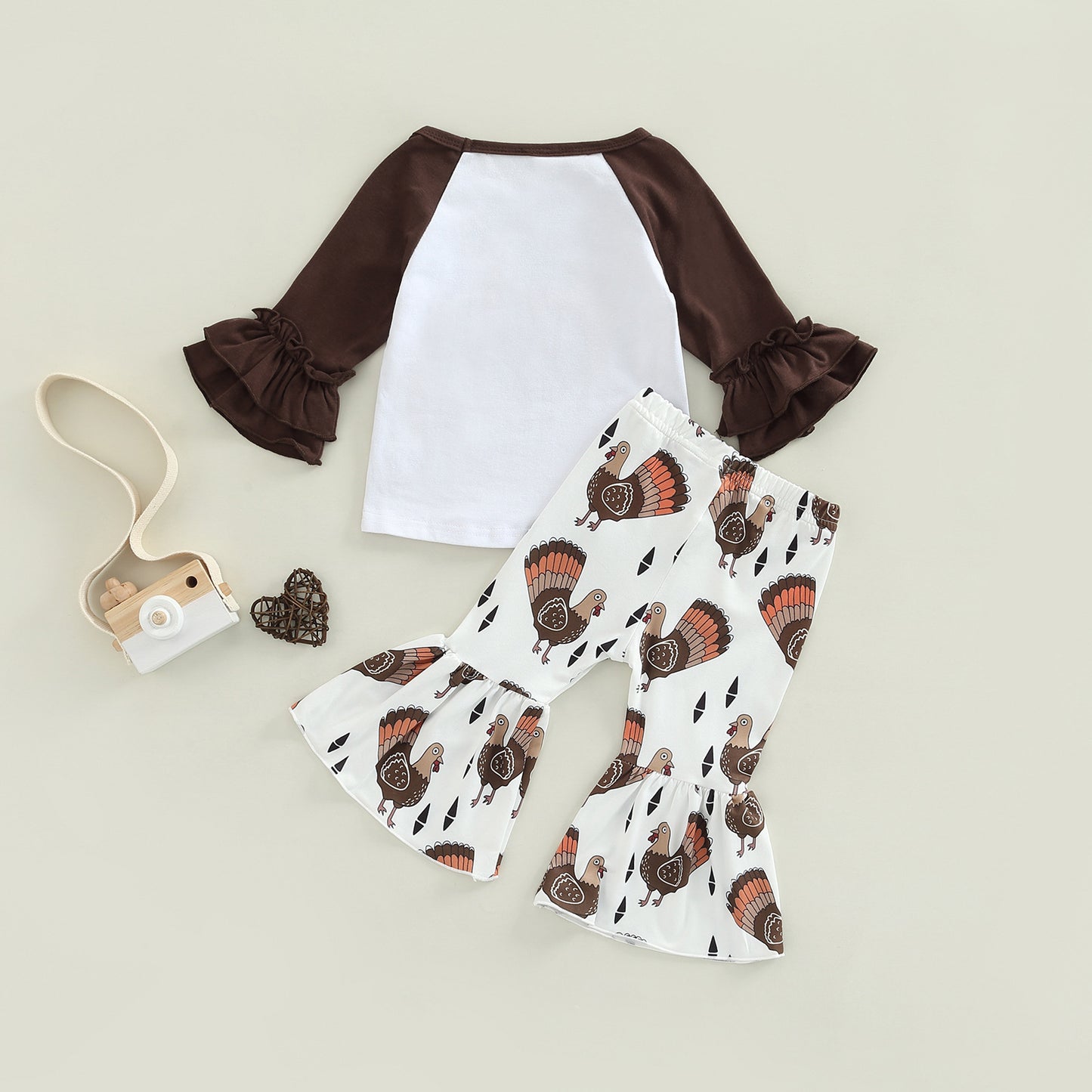 Baby Thanksgiving Day Long Sleeve Flared Pants Two-piece Cartoon Children's Clothing