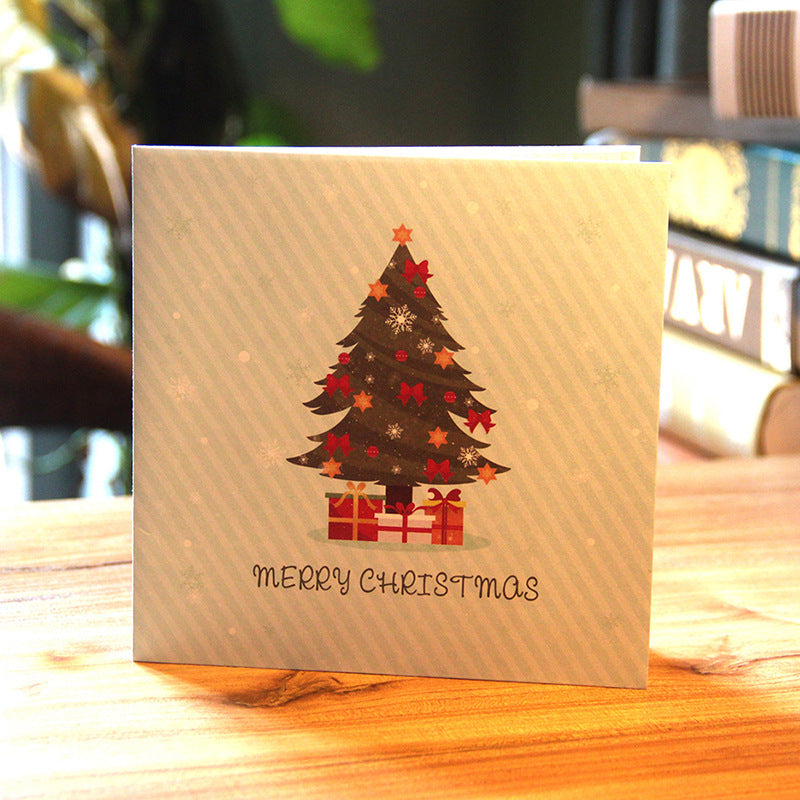 Three dimensional Christmas tree small tree color printing Christmas card blessing Thanksgiving New Year's Korean little card