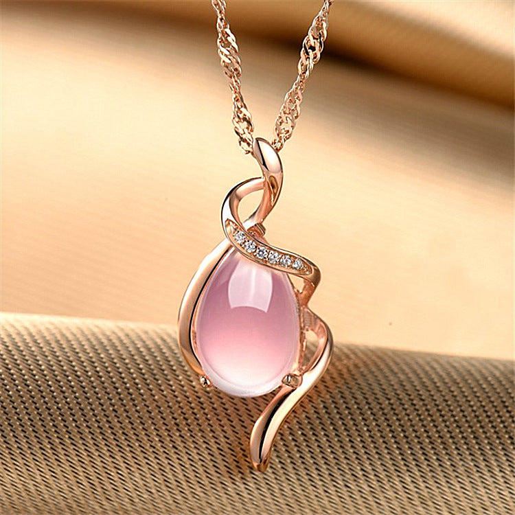 Silver Rose Gold Necklace Female Crystal Heart-shaped