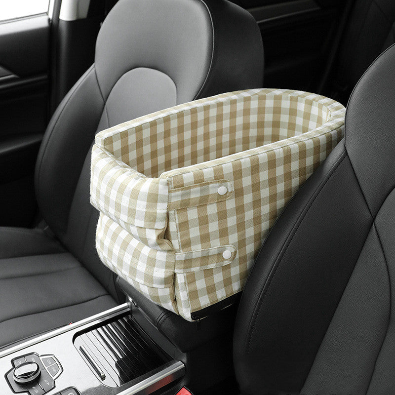 Asiento de coche para perros portátil con Control Central, transportadores antideslizantes para perros, caja de reposabrazos para coche, cama elevadora para mascotas pequeñas de viaje