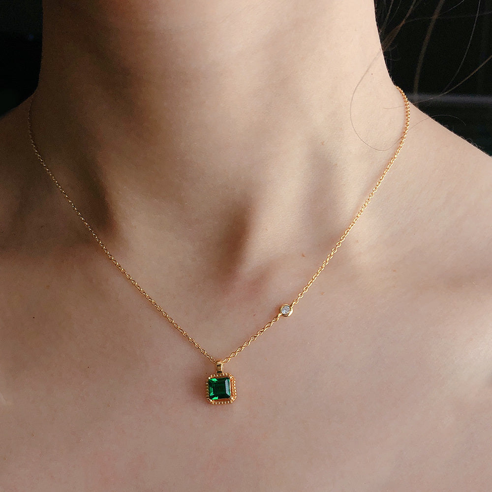 Square emerald necklace pendant