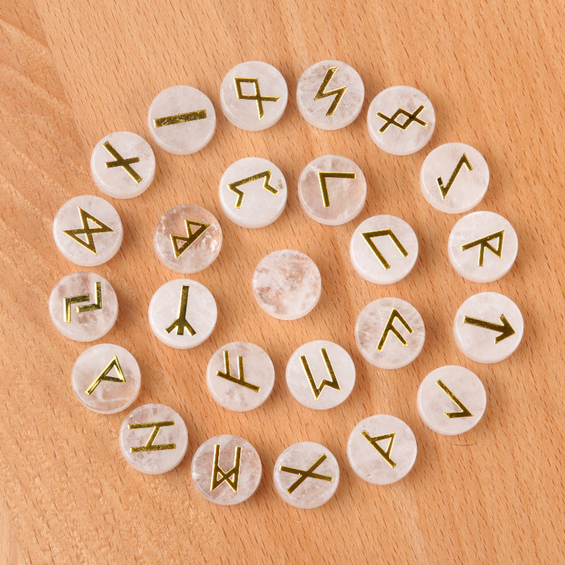 1662-25 Pieces A Pack Of Runes Natural Crystal Agate Luen Letter Wafer Suit Nordic Germanic