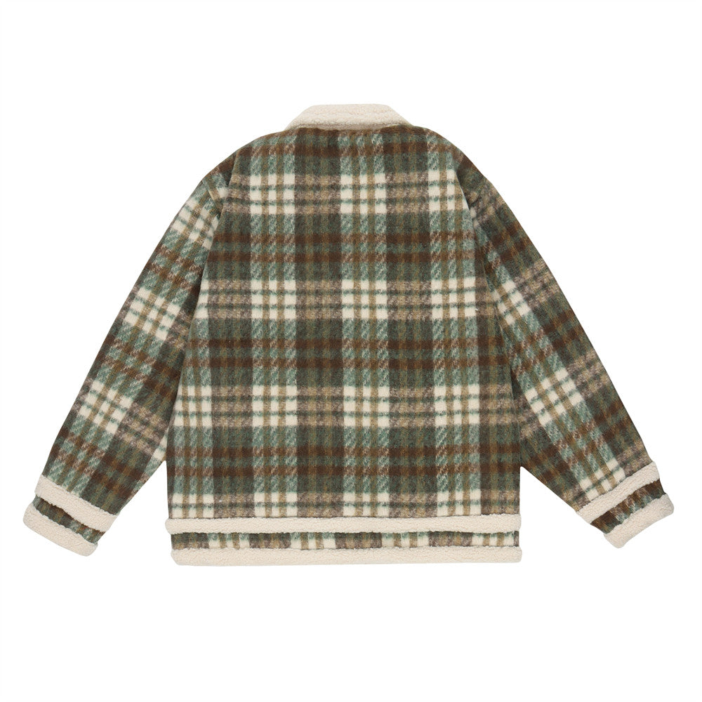 American Retro Plaid Lapel Cotton-padded Coat