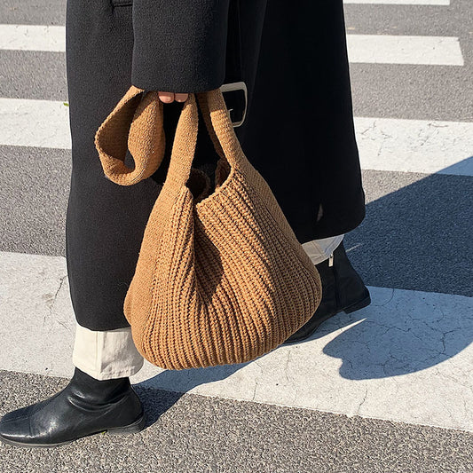 Bolso de estudiante tejido con un solo hombro y axila retro